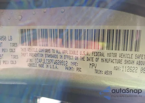 2015 Jeep Cherokee Latitude z USA, uszkodzony, nr VIN 1C4PJLCB7FW620912